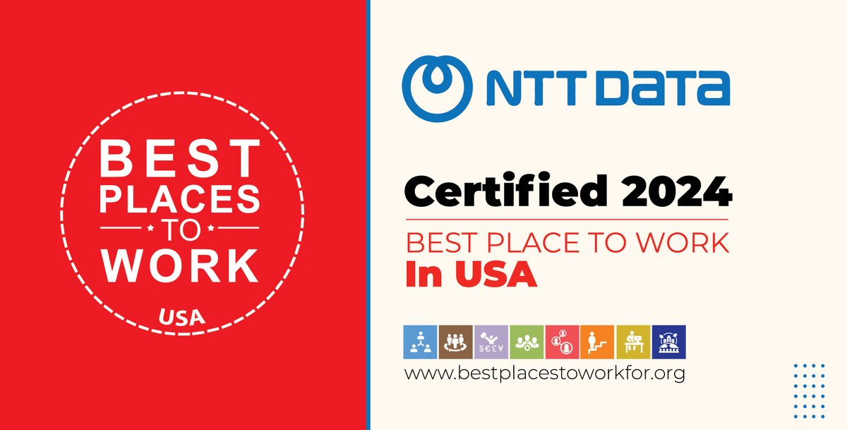 Congratulations to @NTTDATA for achieving the #BestPlacestoWork in #USA for 2024. @NTTDATA, a global #Top10 #IT services provider #excelled in several key areas such as #employeebenefits, #teamwork, #leadership and #positive #work #environment for #women. #bestplacestowork2024