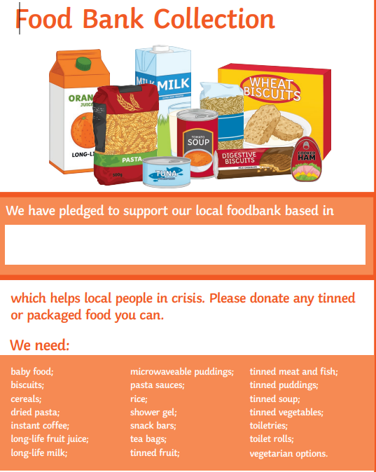 FoodBank Friday Once again, the RRSA committee are collecting food items for the food bank to present with the offertory at Fridays mass. We would be grateful if you would be able to donate any items for this collection, before Thursday. Thank you