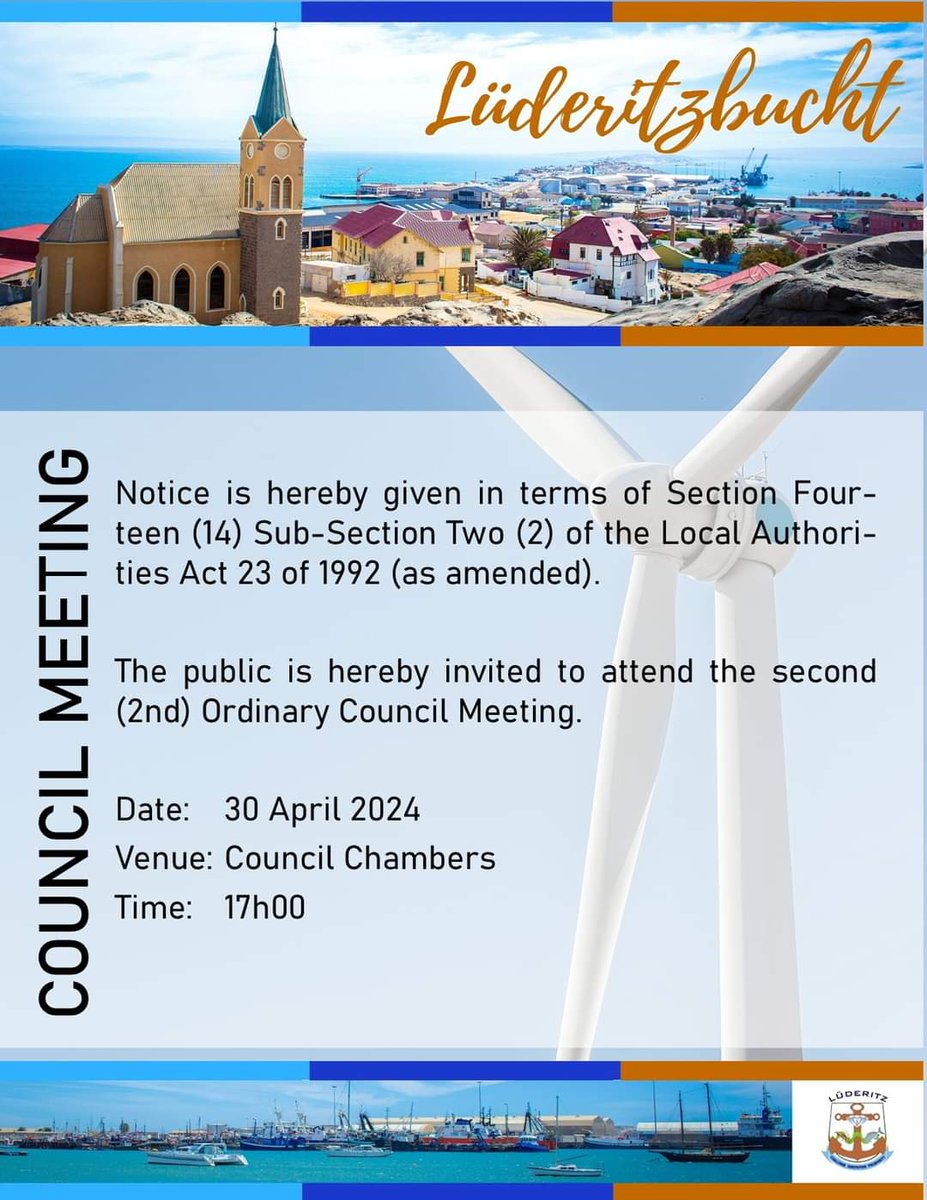 Dear Stakeholder's; find our Public Notice for your attention. #Lüderitz #BecauseWeCare #TogetherWeCan #destinationlüderitz #economictourismandindustrialhub #cityoflüderitz