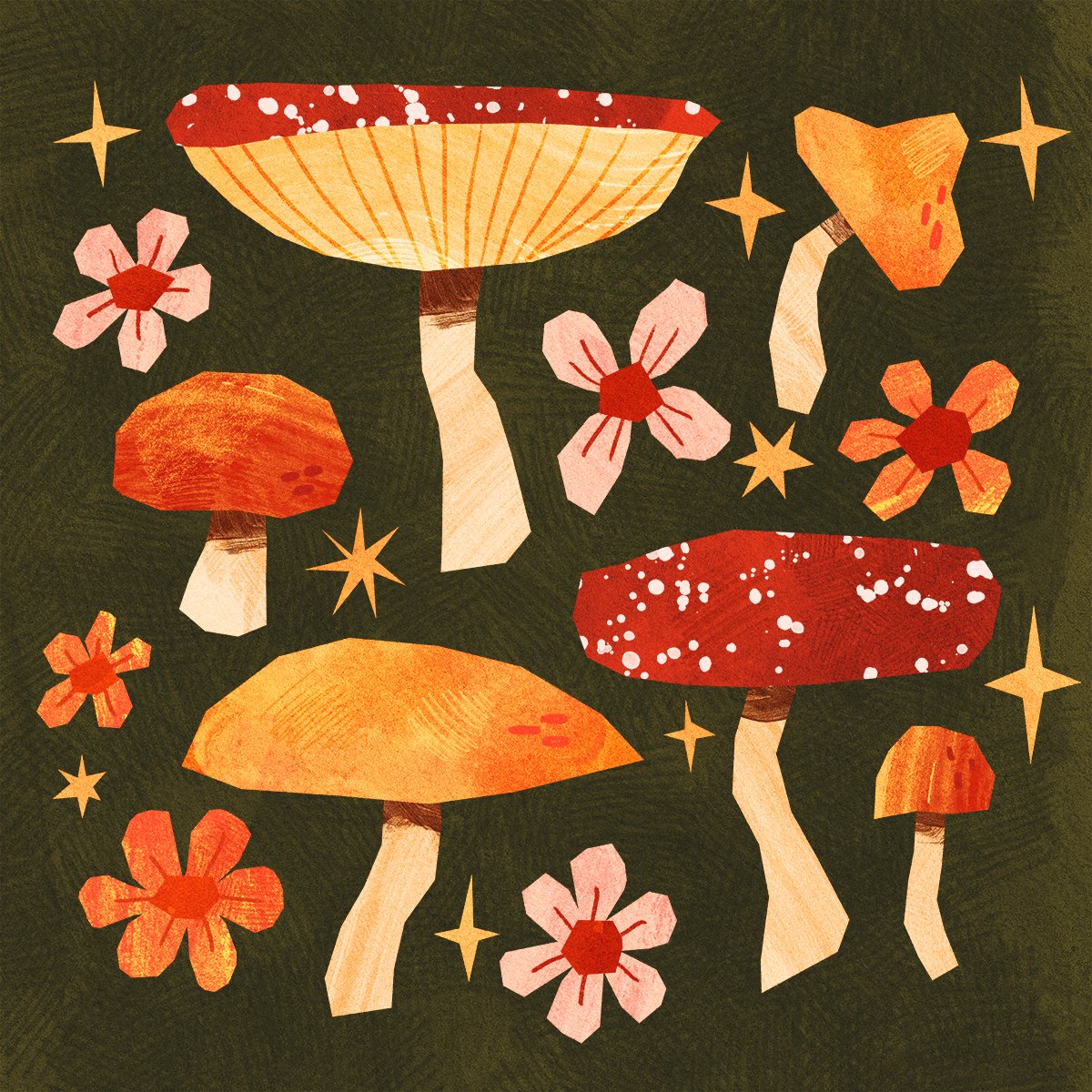 Digital collage mushrooms!!