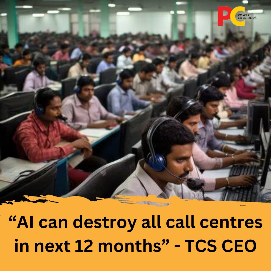 power_corridors's tweet photo. AI can destroy all call centres in next 12 months - TCS CEO
#TCS #TCSCEO #AI #CallCentres #World #PowerCorridors https://t.co/th02PYeIuP