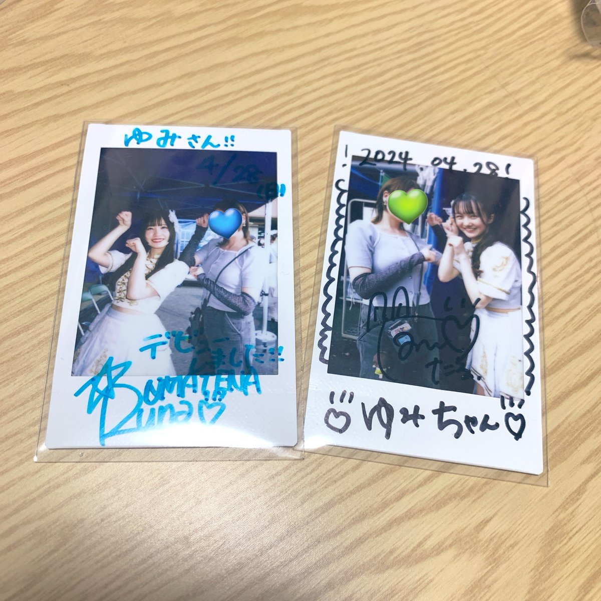 ym_lv_lv's tweet photo. UMATENAのデビューライブにのあちゃん推しのお友達に連れて行ってもらいました！めちゃくちゃ楽しかった〜！プレデビューの映像を観て気になっていたるなちゃんとたるちゃんとチェキも撮れて最高だった😭💙💚

#UMATENA #望月琉菜 #垂水愛莉 https://t.co/GIlh4k6zB9