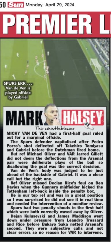 ⁦@RefereeHalsey⁩ gives his view on several calls in the North London derby between Tottenham and Arsenal…