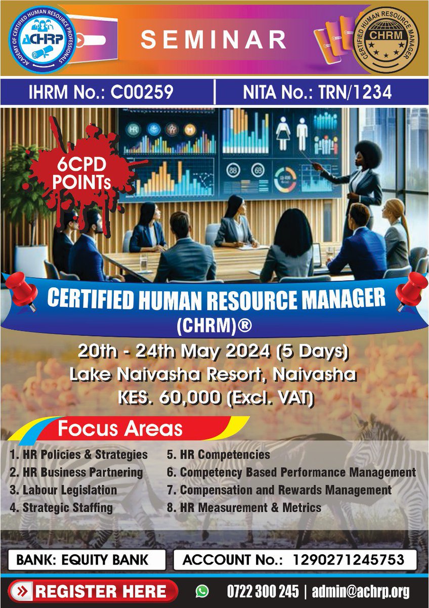 achrpi's tweet photo. It is envisaged that this CHRM certification course will provide opportunities for HR Managers / HR Generalists to advance in their careers and establish their presence as a respected, senior HR practitioner in the industry.

Register Here: https://t.co/tmjTclG2hi https://t.co/cTO12AWzaL