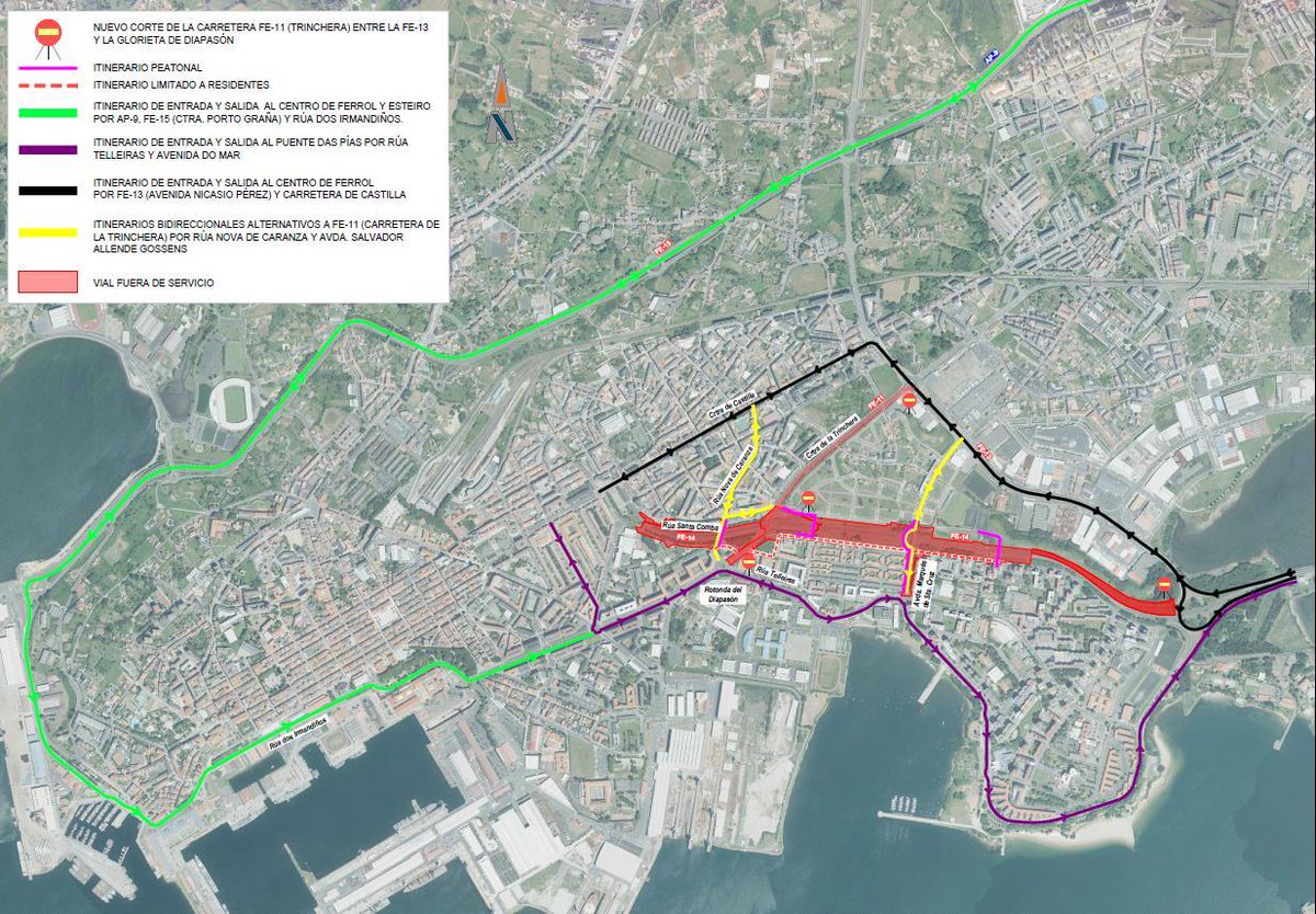 🔴 Nuevos desvíos de tráfico por el avance de las obras de humanización de la Avenida de As Pías FE-14, en #Ferrol. 🗓️ Mañana, a partir de las 22:00 horas. Consulta aquí los tramos que abrirán, los nuevos cortes y los desvíos ℹ️ transportes.gob.es/el-ministerio/…