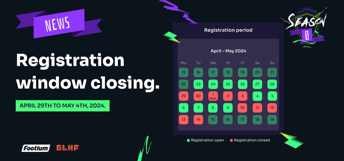 🚨 Heads up, @Footium Managers! 🚨 🕛 Player registration window closes TODAY at 12:00 PM BST. Make sure to purchase and register your players before the deadline. 🏃💨 🚫 Note: Post-window, you can still trade players, but registration reopens on May 4th.