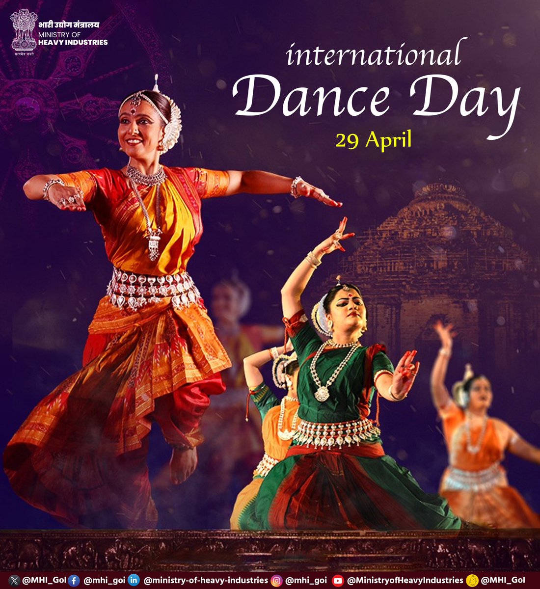 On #InternationalDanceDay, let's revel in India's diverse dance heritage! From classical to folk, our dance forms showcase the richness of our culture. Cheers to the talented artists who keep these traditions alive, spreading joy and beauty worldwide. #CulturalLegacy