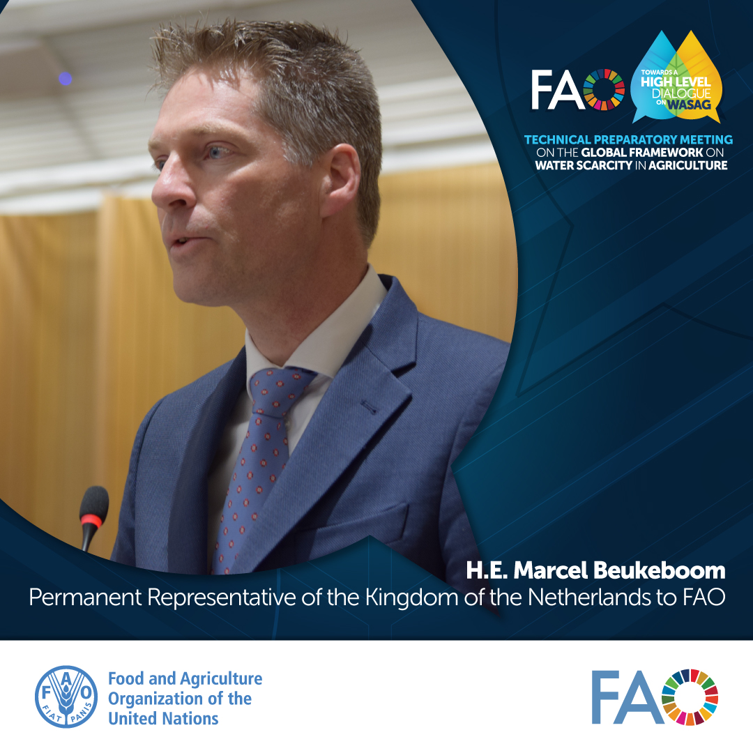 '#The Netherlands supports WASAG and other FAO initiatives by looking into how to adapt the WASAG farmers’ guidelines on soil and water management, by supporting WaPOR, & by further working on salinazation ' H.E. Marcel Beukeboom @ Meeting Towards a High-level Dialogue on WASAG