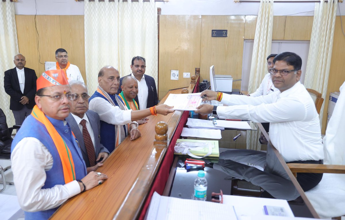 Union Minister @rajnathsingh files his nomination from #Lucknow