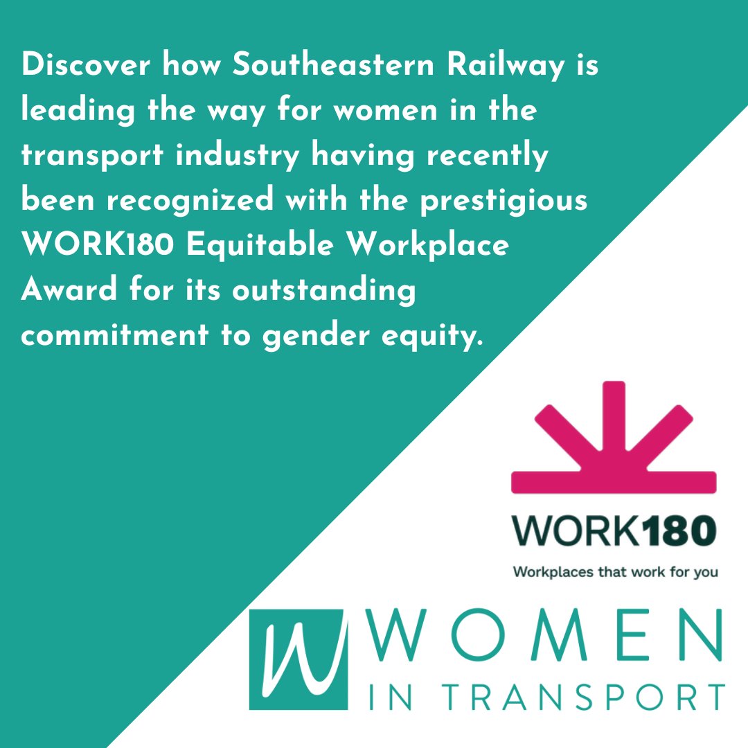 Women in Transport partner, @WORK180_ , recognises @Se_Railway with their prestigious Equitable Workplace Award for its outstanding commitment to gender equity in the transport industry. To read more click here: womenintransport.com/our-blog/south… #blog #womenintransport #work180