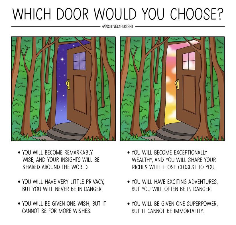 Starting the week with a little self reflection; When one door closes, another opens - it just might not be where or what you think it would be. #MondayMorningMusing Which door would you choose? 💙or🧡 @MissEmmaTurner @poppygibsonuk @Toriaclaire @mattdechaine @Mroberts90Matt