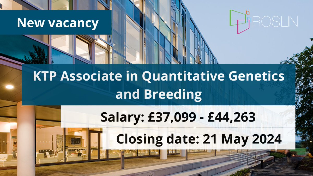 JOB: we are looking for a Quantitative Genetics & Breeding researcher to develop and implement a breeding programme for a Knowledge Transfer Partnership between Aquanzo & our institute. edin.ac/3ezSgos £37,099 - £44,263 Apply by 21 May @innovateuk @HighlanderLab