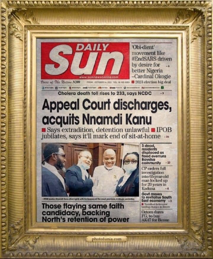 Biafra_FirstSon's tweet photo. On appeal court discharged and acquitted we stand. Free Mazi Nnamdi KANU now https://t.co/LeBB2F19H2
