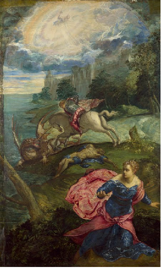 San Giorgio e il drago è un dipinto olio su tela, datato 1560, del pittore italiano Jacopo Tintoretto, nato il #29aprile 1519
