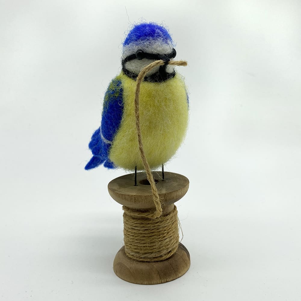 How sweet is this Needle Felted Blue Tit on Upcycled Cotton Reel thebritishcrafthouse.co.uk/product/charmi…  from @artbyLoriW #bluetit #tbch #needlefelt