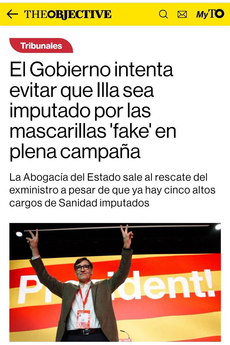 La abogacía del estado del Gobierno intenta evitar que Illa sea imputado por las mascarillas 'fake' en plena campaña a las elecciones catalanas.