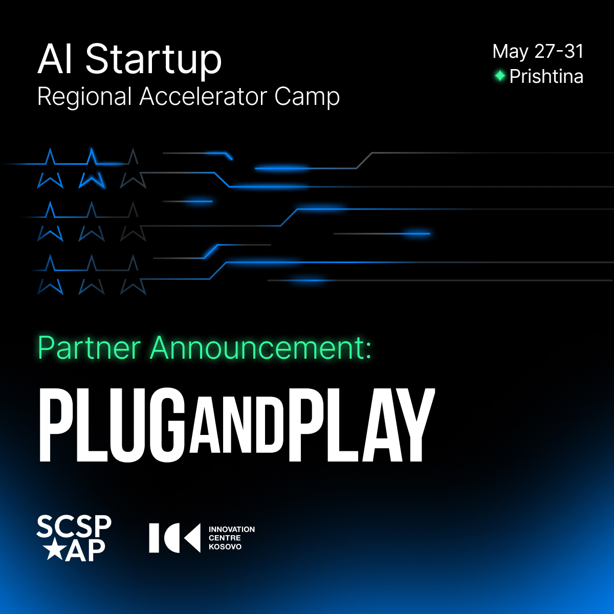 We have some great news to share this morning 🥳 @PlugandPlayTC is now officially one of the key partners for our joint 'AI Startup Regional Accelerator Camp' with the Special Competitive Studies Project - @scsp_ai.