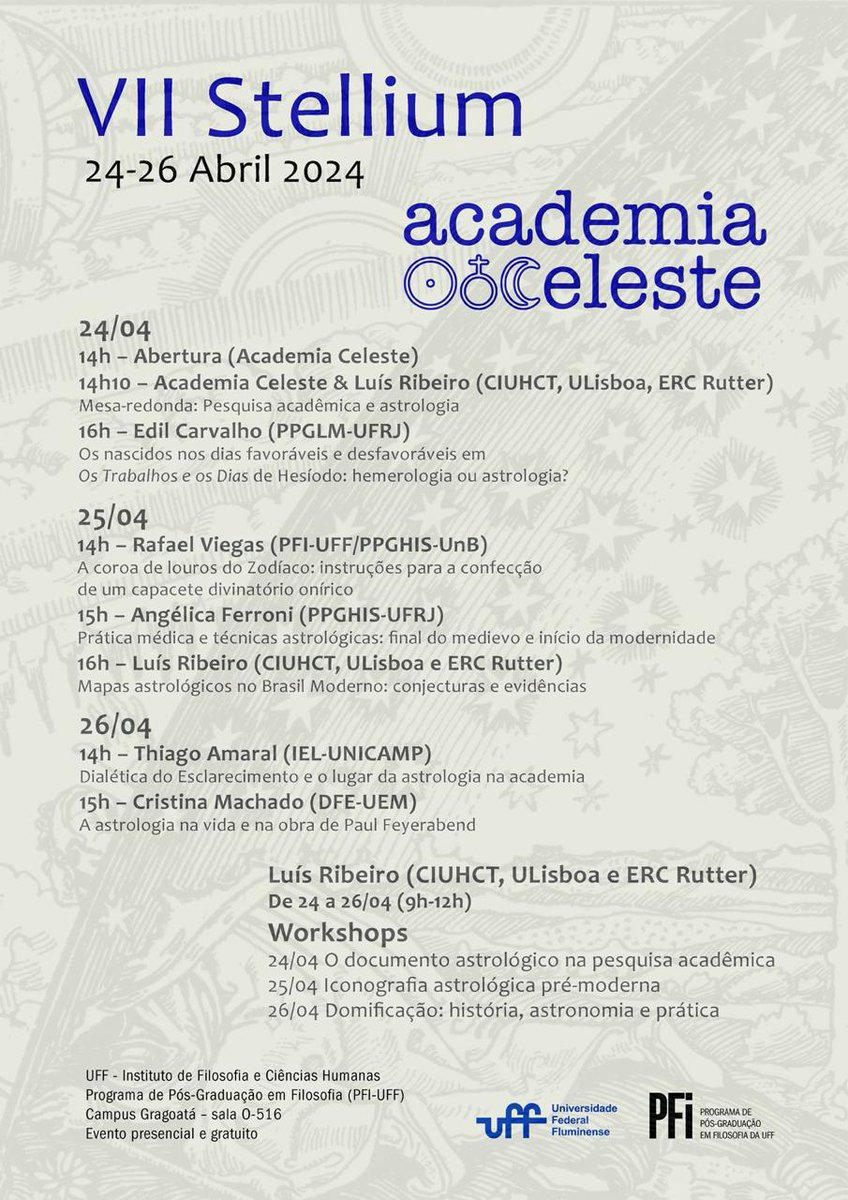 A busy week for RUTTER member @luisribeiro talking about #Astrology in #EarlyModern Brazil at the VII Stellium organized by the Academia Celeste. @ERC_Research @ciuhct @cienciasulisboa @ULisboa_