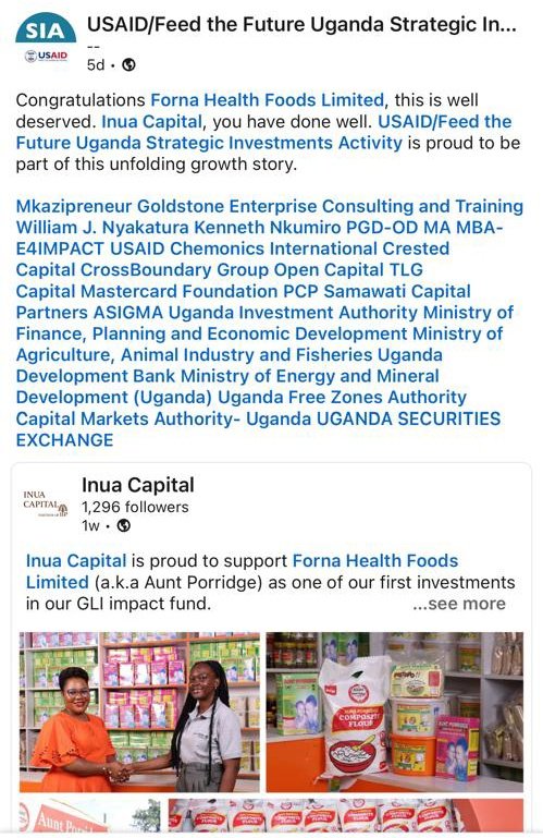 We want to express our heartfelt gratitude to @InuaCapital and @USAID/ @FeedtheFuture & partners for their generous grant support to our business! Thank you for empowering us to make a difference!

#InuaCapital #USAID #Gratitude #Partnership #SocialImpact #businesswithapurpose