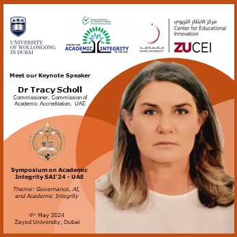 We are thrilled to welcome Dr @Tracy-Scholl #CAA Ministry of Education – UAE as keynote speaker for our upcoming Symposium on Academic Integrity #SAI24UAE taking place this Saturday at Zayed University. If you wish to attend, register now: uowdubai.ac.ae/symposium-acad… @UOWD