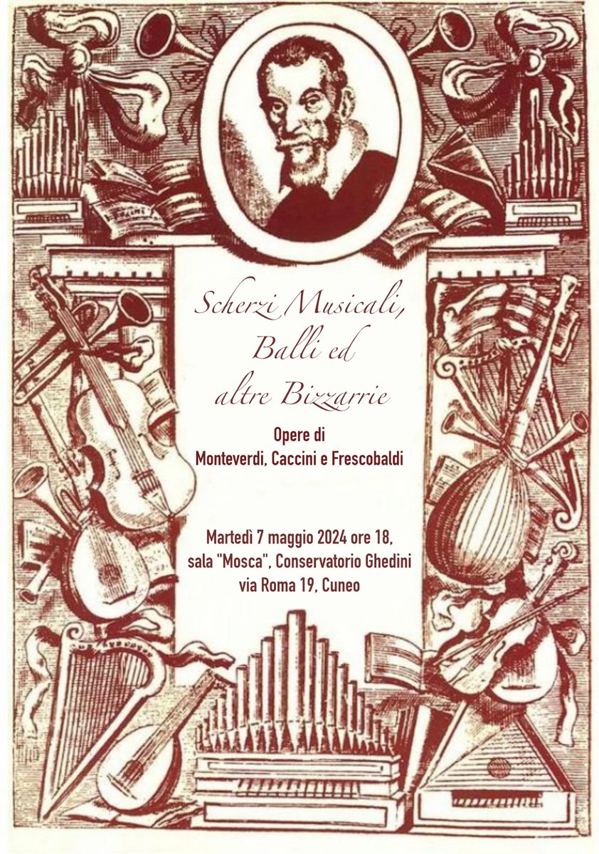 Martedì 7 maggio vi aspettiamo alle ore 18 nella nostra sala "Mosca", in via Roma 19 a Cuneo, per il saggio di musica barocca delle classi di Canto Rinascimentale e Barocco di Barbara Zanichelli e di Clavicembalo e tastiere storiche di Carmen Leoni. 
#Cuneo
