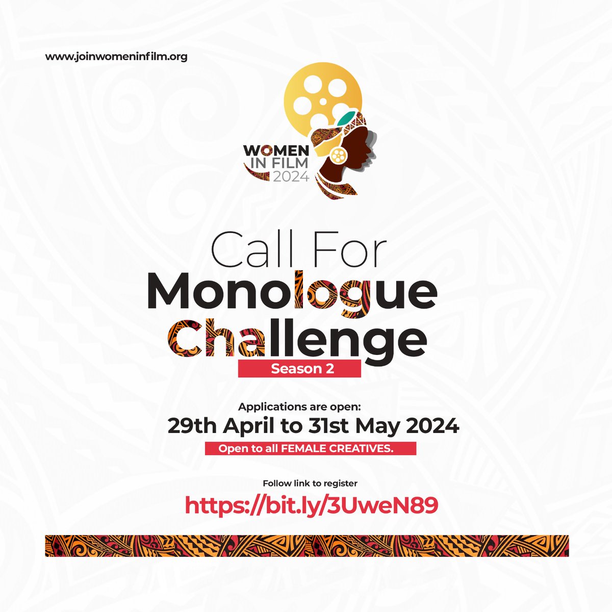 Women In Film Monologue Challenge Season 2 is here Bigger and Better.
Are you ready to showcase your talent and creativity to the world? Whether you're a seasoned Actress or starting out, This is your chance to share your unique talent and vision.
 bit.ly/3UweN89