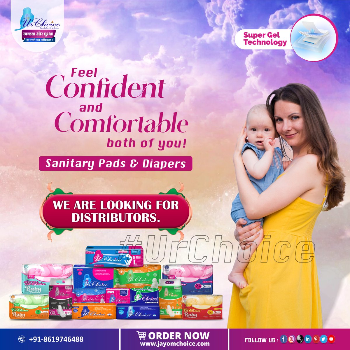 Experience All-Day Comfort and Protection for You and Your Baby. Because Every Day Should Feel This Good.
***WE ARE LOOKING FOR DISTRIBUTORS***
Order Now: jayomchoice.com
#StayPrepared #urchoice #confidentwomen #distributor #leakagefree #comfort #SanitaryPads #DishaPatani