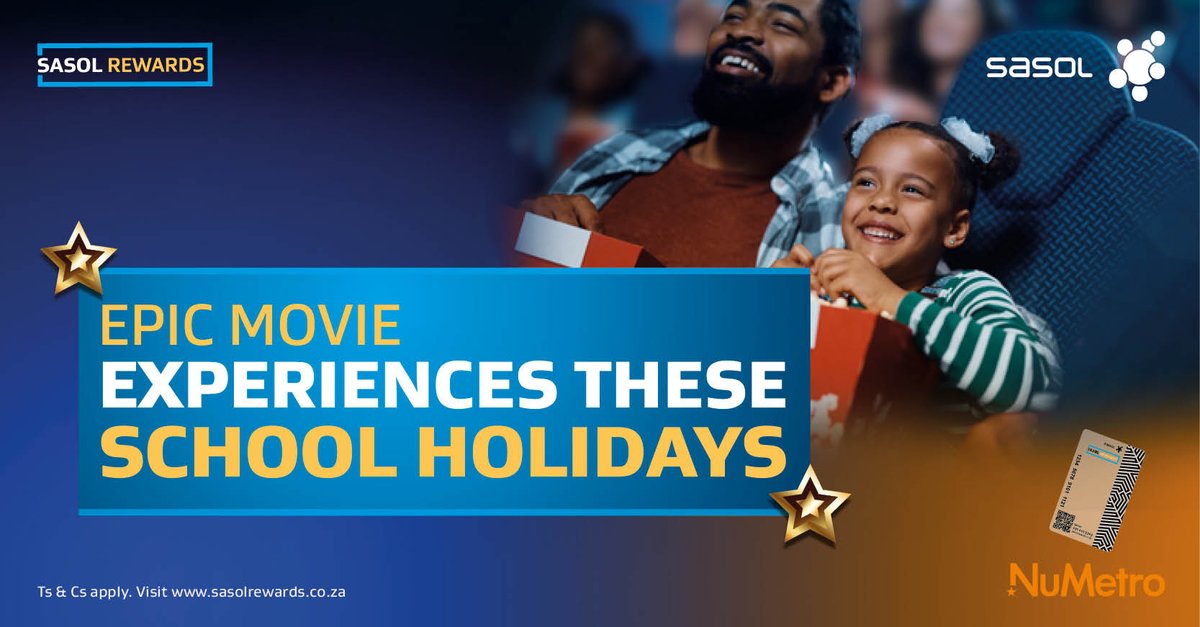 Enjoy the best movie seats in town at discounted rates when you use your #SasolRewards points. Simply WhatsApp “Sasol Rewards” to 0860 335 444 or visit sasolrewards.co.za to redeem your well-deserved points. @numetro