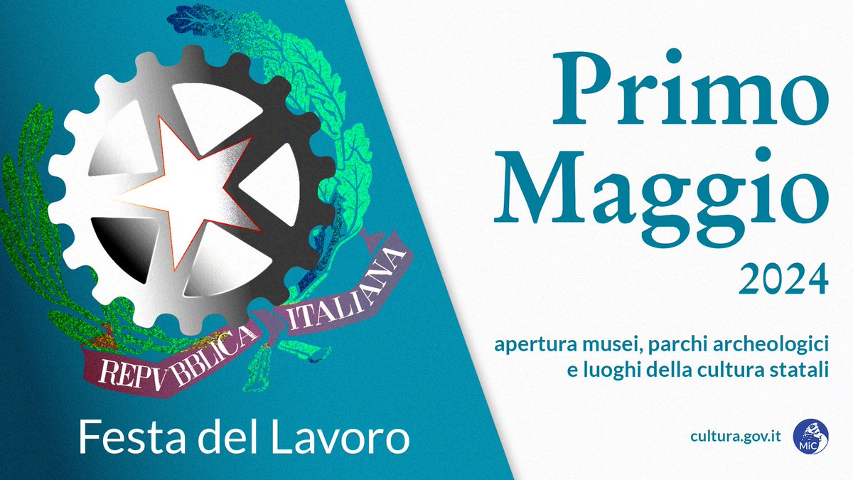 Il Primo Maggio 2024, in occasione della Festa del Lavoro, i musei, i parchi archeologici e i luoghi della cultura statali saranno aperti, con i consueti costi e modalità. Scopri info e orari su cultura.gov.it/evento/1-maggi… #mic #cultura #primomaggio #1maggio #festadellavoro