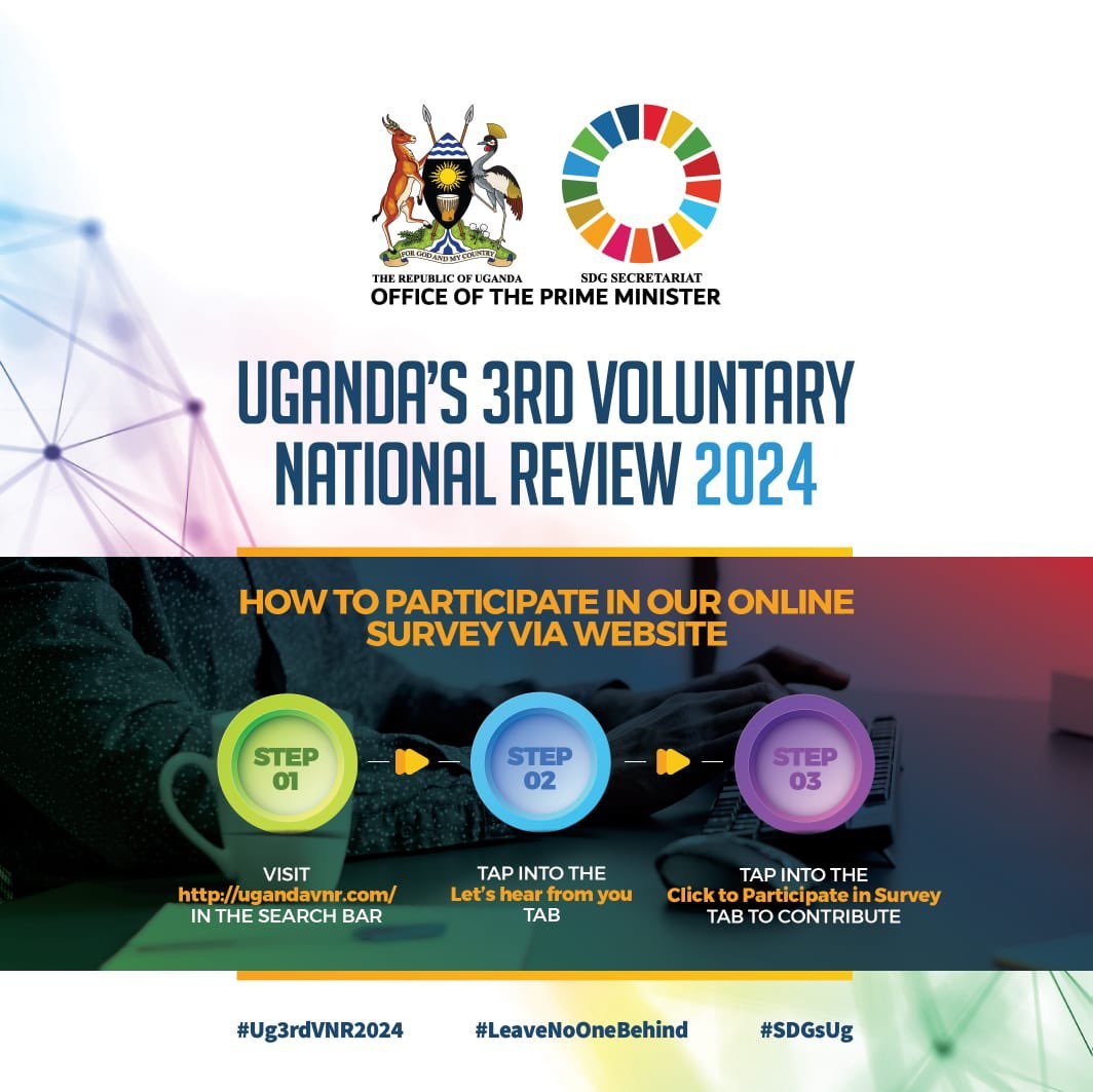 The Agenda anchored on 17 SDGs is a universal call to action to eradicate extreme poverty & hunger, protect the planet & ensure that all people enjoy peace by leaving no one behind & significantly reducing inequalities. Take part in the #Ug3rdVNR2024 via surl.li/shmzq