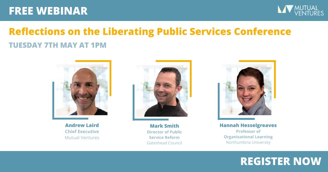🔔 After the inspiring Liberating #PublicServices Conference, @aglaird will be joined by @MarkAdamSmith & Hannah Hesselgreaves on our next webinar: Reflections on the Liberating Public Services Conference. Sign up here: us06web.zoom.us/webinar/regist… #PublicServiceReform