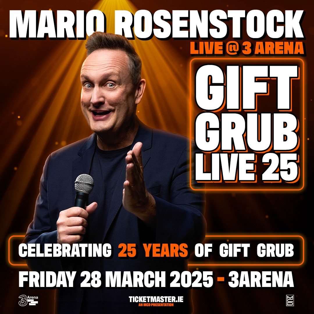 ⚡NEW SHOW⚡ Mario Rosenstock celebrates twenty-five years of Gift Grub with a brand new stage show, Gift Grub Live ‘25 at #3Arena on Friday, 25 March 2025. 🎫 Three+ Presale kicks off this Wednesday at 9am 🎟️ General sale begins Friday at 9am