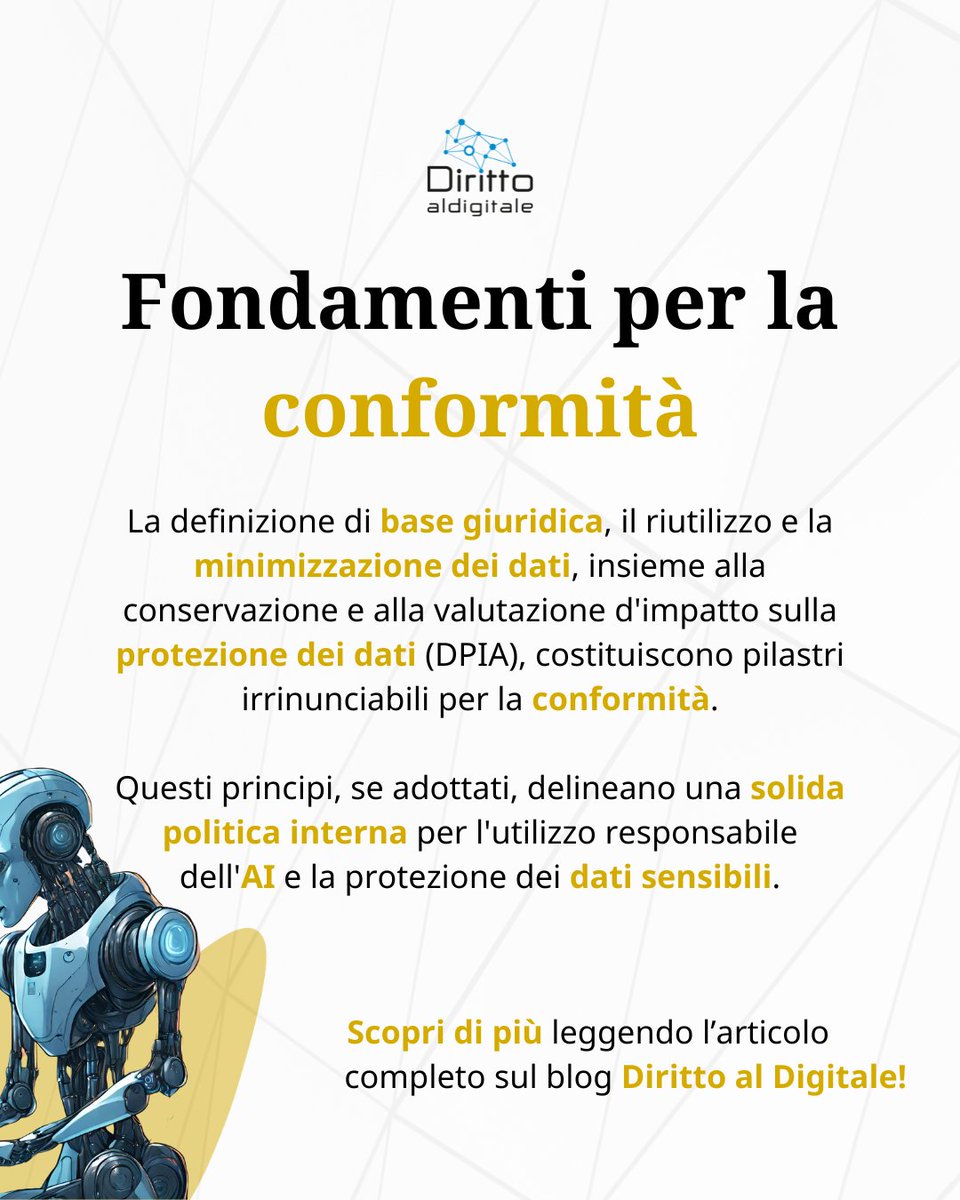 dirittodigitale's tweet image. 🤖 AI e GDPR: il Garante francese pubblica raccomandazioni sullo sviluppo dell’AI in conformità con il GDPR

📌 Ne ha discusso Giulio Coraggio di DLA Piper nell&apos;articolo pubblicato su Diritto al Digitale

#intelligenzaartificiale #conformità #GDPR #datipersonali #dlapiper