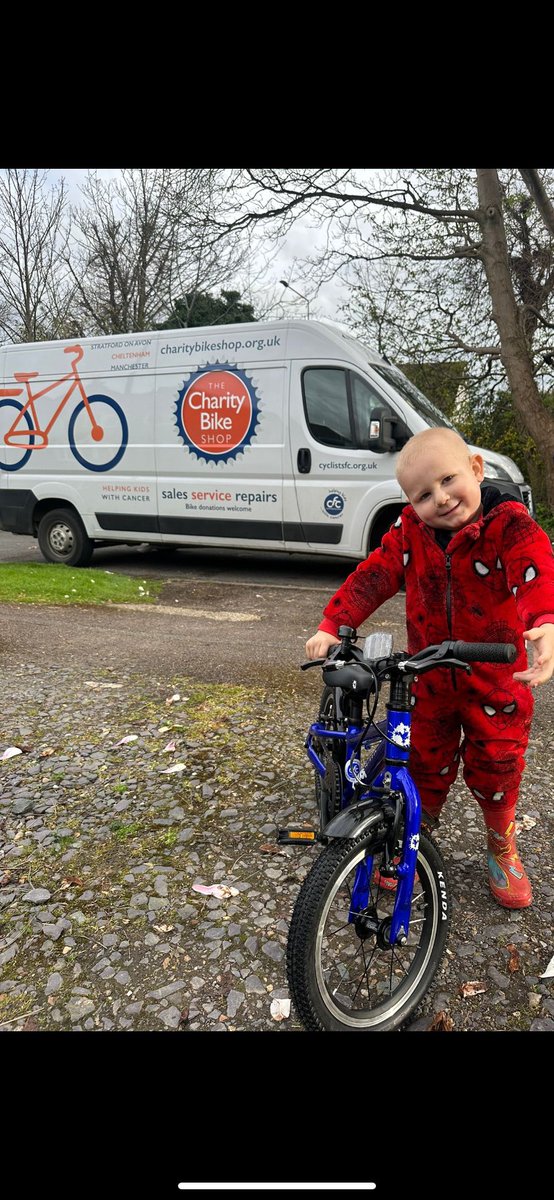 “Thank you so much to Cyclists Fighting Cancer for Archie’s bike. He was 2 and a half years old when he was diagnosed with T cell leukaemia in October 2023. Archie’s chemotherapy and steroid therapy is for 2 years and 2 months, so far he is responding well to treatment. Archie