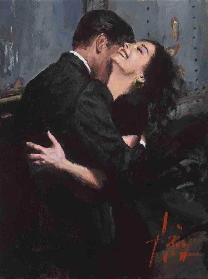 Abbiamo furiosamente bisogno d'amore. Ci devono toccare le mani che sanno di cuore e poi morsi e baci tra i capelli e il furore di guardarsi. Abbiate cura di impazzire per un abbraccio.' - Franco Arminio - 🎨Dipinto di Fabian Perez