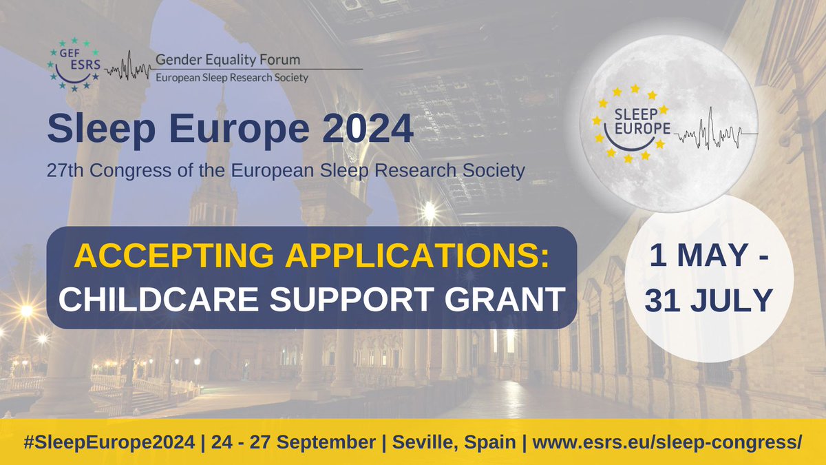 #GEF is thrilled to announce the 'Sleep Europe Childcare Support Grant' for parent-researchers attending #SleepEurope2024 in Seville, Spain. With up to 10 grants of 500 Euros each, we're committed to supporting inclusion and diversity in #sleepscience. 🔗esrs.eu/grants-awards/…