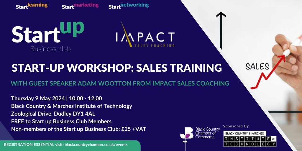 Join Alison for our #Sales Training Start-Up Workshop @BCM_IoT in May🚀 We'll be joined by guest speaker, Adam from @ImpactSalesLtd offering practical advice on how to enhance sales performance... Book now! ➡️ loom.ly/VwvQ44Y