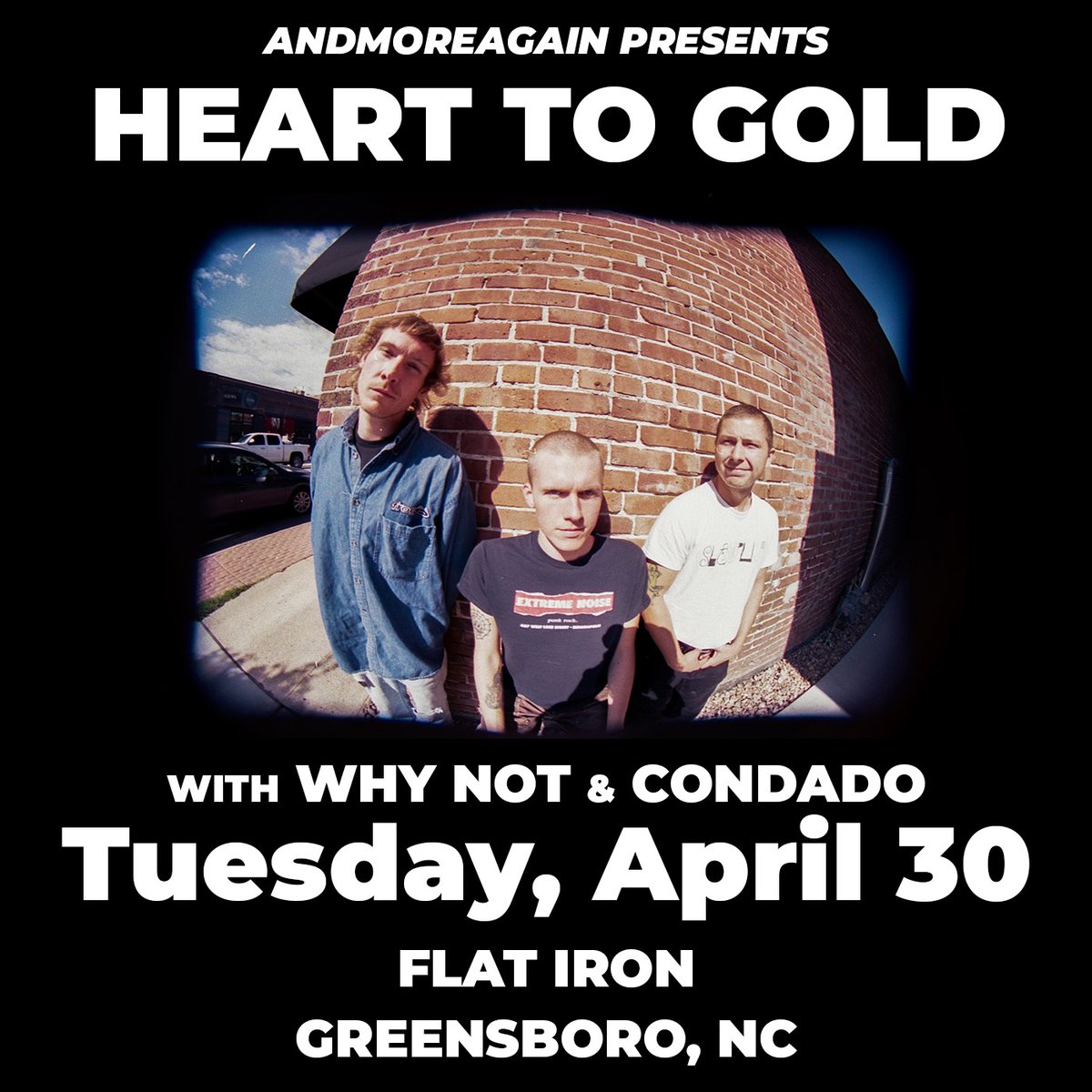 Tonight at Flat Iron in Greensboro, @Heart2Gold with @WhyNotBandMN and Condado! Doors open at 7pm, show starts at 8pm. found.ee/andHeartToGold