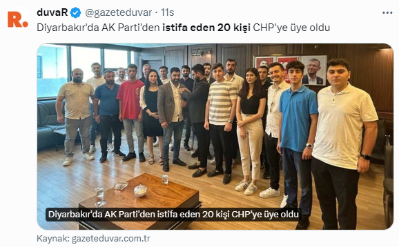 Bu CHP tayfası böyle işte! Birisi bir yalanı paylaşır diğerleri sorgulamaz sürü halinde aynı haberi kopyala yapıştır yapar giderler. AK Parti Diyarbakır İl Gençlik Kolları Başkanı Başkanı Abdurrahman KİKİZADE'nin açıklaması : ▪️Fotoğraflarda görünen hiçbiri teşkilatımızın…