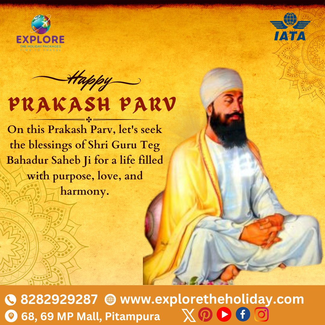 Radiating the light of Prakash Parv, celebrating the eternal glow of enlightenment. 
Book Your Package From Us And Enjoy Your Life
Call Us - 8282929287
Address - 68, 69 MP Mall Pitampura Delhi
#PrakashParv #Enlightenment #DivineGlow #travel #Tourism #Exploretheholidaypackages