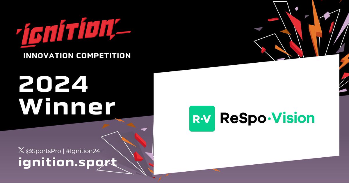 ⚡ The winner of the #Ignition24 Innovation Competition was revealed last week… Congratulations to the team at @RespoVision 🎉👏 This accolade recognises entrepreneurs and startup leaders who are transforming fan engagement and innovation in #sportsbiz.