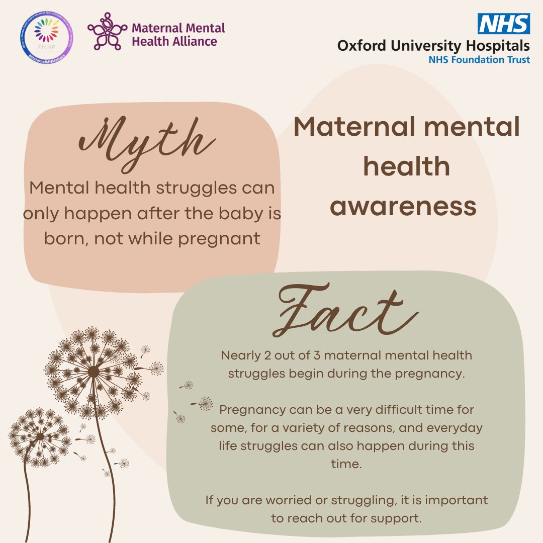 Demystifying #Perinatal Mental Illness. It’s time to talk about it and stop the stigma! If you need to talk to someone about your mental health in the Perinatal period, please reach out to your midwife, health visitor or GP. #MaternalMentalHealthAwareness @OUHospitals