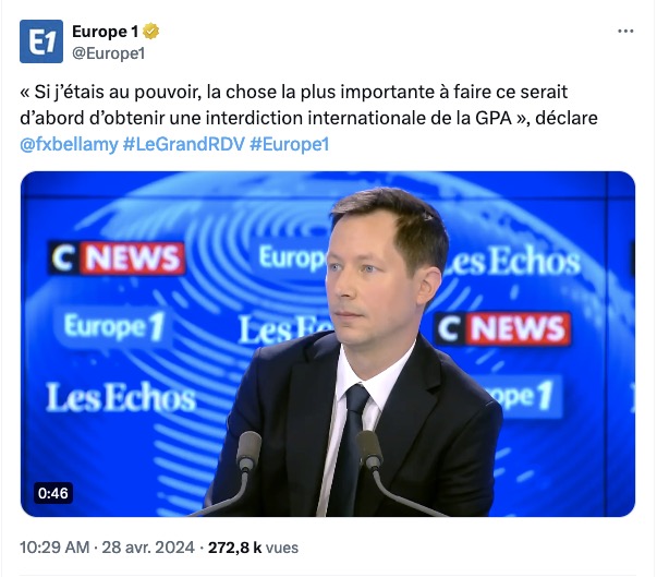 Imagine, tu arrives au pouvoir dans un monde où il y a une guerre en Ukraine, un massacre à Gaza, un climat qui part en cacahuètes... et tu considères que la chose la plus importante c'est de convaincre les 4 pays au monde où la GPA est légale de l'interdire.