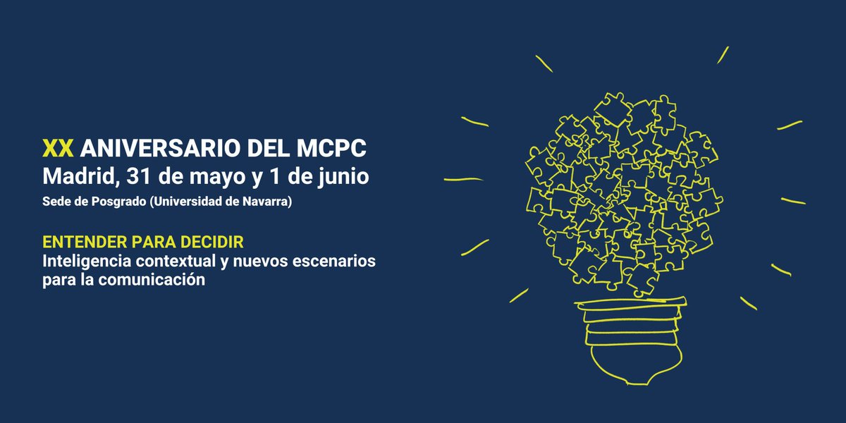 20 años, 20 hitos del @mcpc_unav 👇 En menos de un mes celebraremos el veinte aniversario del máster. Dos décadas que han dado para muchas historias. En la cuenta de Linkedin del máster iremos desgranando algunos momentos clave de estos años. linkedin.com/company/mcpc-u…