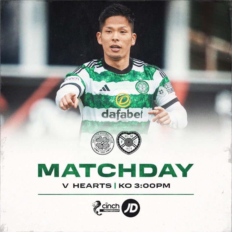 🟩 Matchday at Paradise! ⬜

🆚 Hearts
🏆 #cinchPrem
⌚ 3pm
🏟️ Celtic Park
💻 Live on @CelticTV (exc. UK & IRE)

#CELHEA | #COYBIG🍀