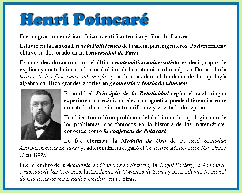 Grandes Matemáticos: Henri Poincaré (Francia; Siglos XIX-XX) Físico, matemático, ingeniero, científico, filósofo. Conmemorando hoy su nacimiento. #29abril #HenriPoincaré #Matemáticas #GrandesMatemáticos #Física #Filosofía #ConjeturaDePoincaré #GrandesFísicos #GrandesCientíficos