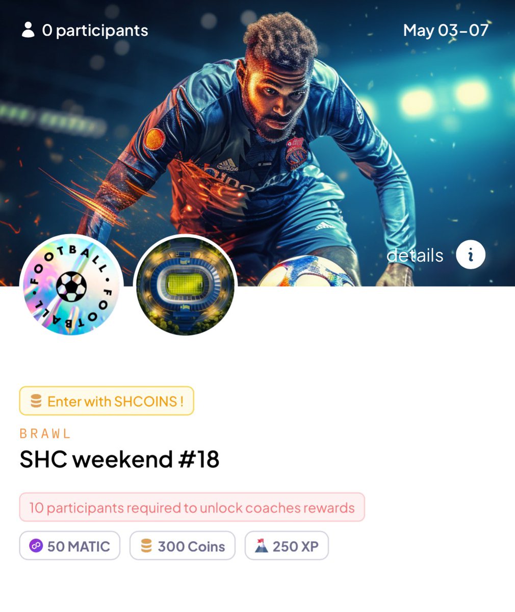 _StadiumHeroes_'s tweet photo. 𝗛𝗘𝗥𝗘 𝗪𝗘 𝗚𝗢! The first $SHC competition is here! 🥳🥳🥳

This is the only competition (for now) that rewards $MATIC directly to the top 10% of managers 😉

For this first version, 100 $SHC are required to enter, in exchange of 1500$ of in-game 𝗩𝗶𝗿𝘁𝘂𝗮𝗹 budget to build the best team 🦾

▶️ https://t.co/cy4Mr8enkx