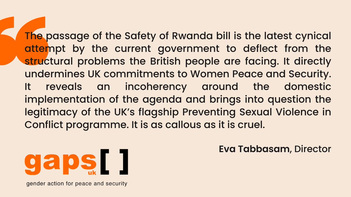 The surprise two-week operation to round up people in the UK under the Rwanda scheme further undermines UK's commitments to the rights of women and girls the Safety of Rwanda bill & the entire scheme must be repealed gaps-uk.org/gaps-secretari…