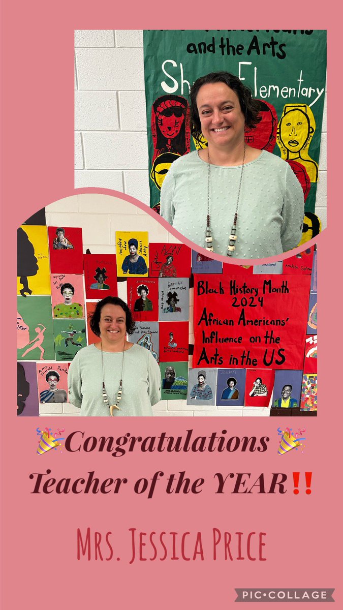 🎉Congratulations 👏🏽 to our Teacher of the Year~Mrs. Price. She is our 💚 dedicated, multi-talented 💚 Art Teacher 🎨 who brings Art Education to life in the Gallery at 415. 🖼️ 🎭 Thank you for all you do Mrs. Price‼️ You Matter‼️ 🦉 #WISE
#ExceedandExcel
#ShumanSTRONG