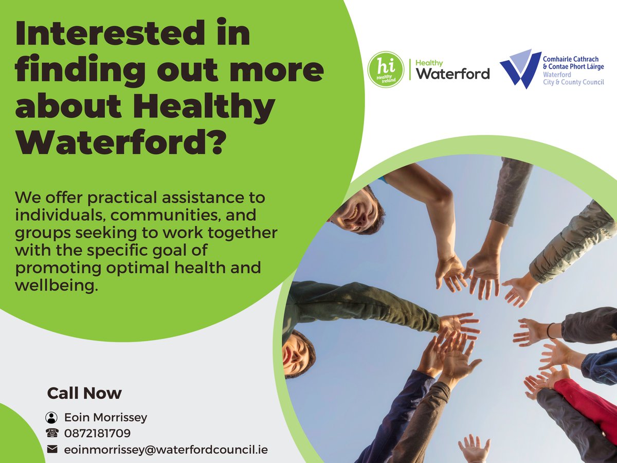 Interested in finding out more about Healthy Waterford We offer practical assistance to individuals, communities, and groups seeking to work together with the specific goal of promoting optimal health and wellbeing.